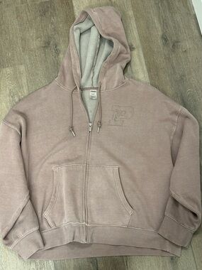 PINK Victoria's Secret Neutral Zip-Up Hoodie